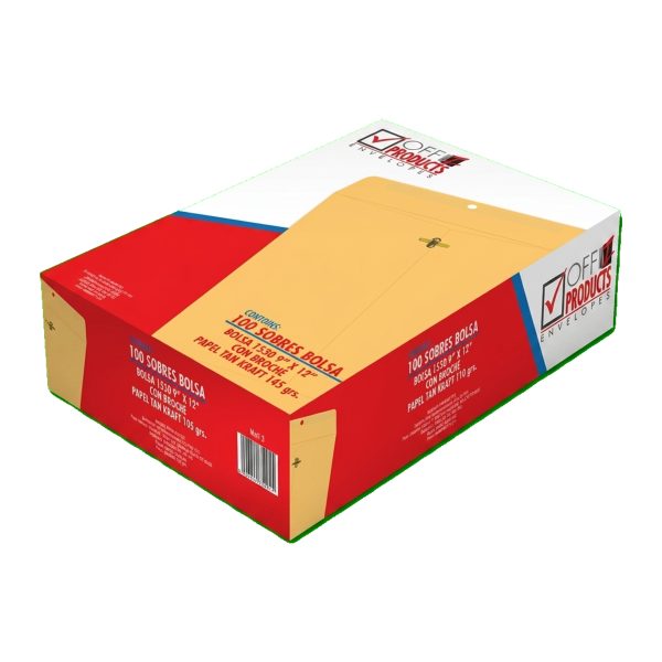 SOBRE MANILA CARTA 9 X 12 C/BROCHE CAJA C/100 OFFIZ