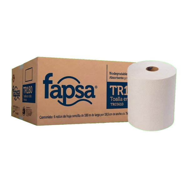 TOALLA DE ROLLO BLANCA FAPSA TR180 6 PZAS